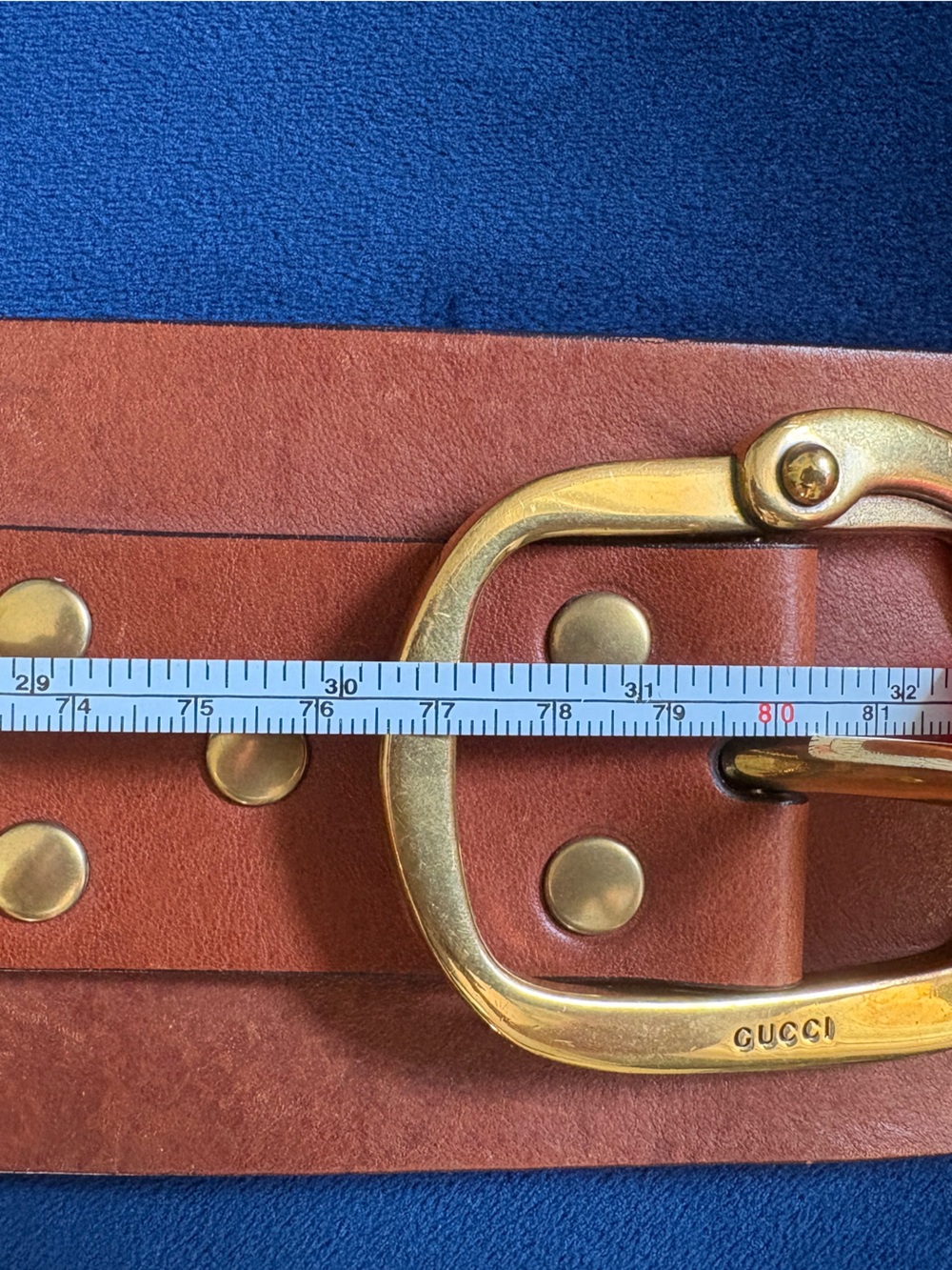 Gucci Tan Leather Waist Belt with Gold Buckle - Picture 4 of 4